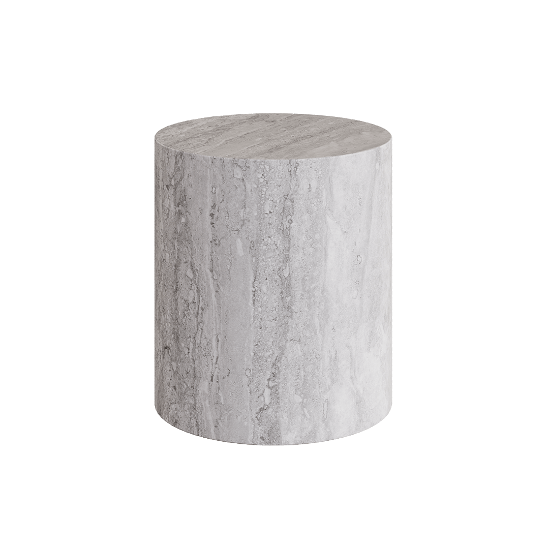 Porto Travertine Side Table, Grey - Image 2